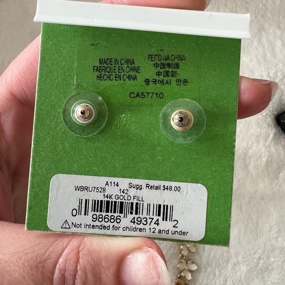 kate spade gold and white flower floral necklace and earrings set nwt and nwot - Picture 7 of 9